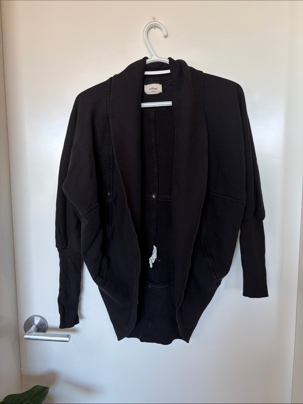 Wilfred Black Open-Front Shawl Collar Cardigan